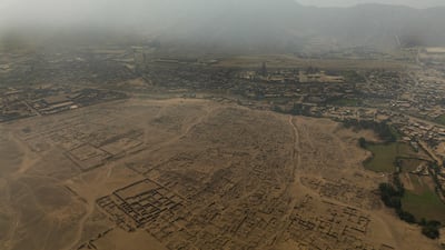 The tomb was found under the town square of Cajamarquilla. AFP