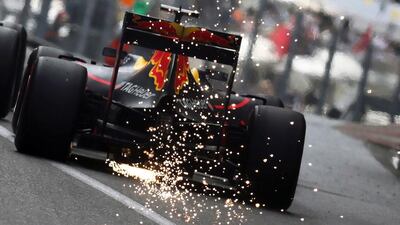 Daniel Ricciardo drives as his car sprays sparks during the Monaco Grand Prix. Jean Christophe Magnenet / AFP