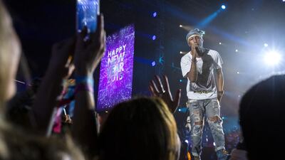 Pharrell Williams performs at Meydan. Courtesy #DXBNYE
