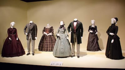 Nominated costumes for “The Invisible Woman” by costume designer Michael O’Connor are on display. Tonya Wise / Invision / AP