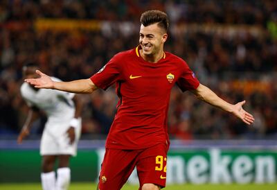 Stephan El Shaarawy celebrates scoring his and Roma's second goal to make it 2-0. Stefano Rellandini / Reuters