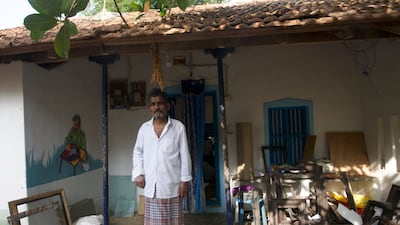 Kathirvel is a fourth-generation Tanjore painter. He runs The Art Village, a two-room studio, at his home in Thanjavur, in Tamil Nadu