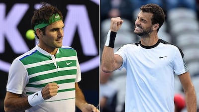 Roger Federer, left, will play Grigor Dimitrov, right, on Saturday in the third round of the Australian Open. (Photos: Saeed Khan / AFP and Dan Himbrechts / EPA)