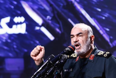 Iran's Revolutionary Guard Corps (IRGC) chief commander Hossein Salami speaks during a ceremony at the Tehran's defense museum, in Tehran, Iran, 21 September 2019. EPA