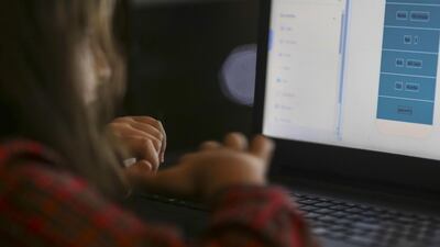 A young student at her home in Mumbai attends an online coding class held by Thunkable. Coding has become essential in the post-Covid-19 world. Bloomberg