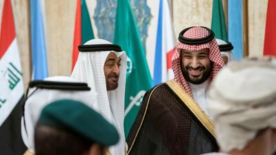 Sheikh Mohamed bin Zayed with Saudi Arabia's Crown Prince Mohammed bin Salman.