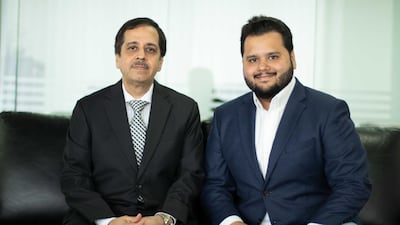 Founders of AFIA Insurance and InsuranceMarket.ae Nandu Babur and his son Avinash. Image: AFIA