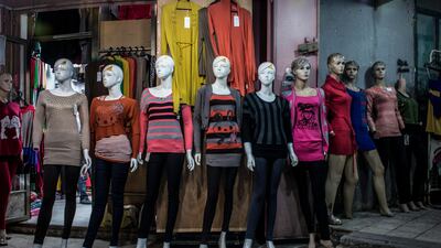 Manequins show off available clothing in a shop near the main street of Gaza.