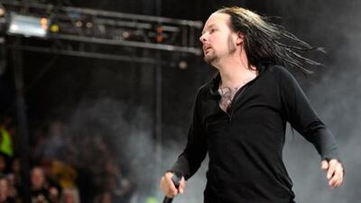 Jonathan Davis of Korn fluctuates between vocal styles on the band’s new album The Path of Totality. Ethan Miller / Getty Images / AFP