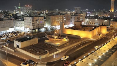 A view of the shops, traditional dhow and Dubai Museum in Meena Bazaar area in Dubai. Pawan Singh / The National