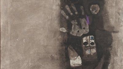 Dia Azzawi’s Al-Jawf Masks. Courtesy Barjeel Art Foundation