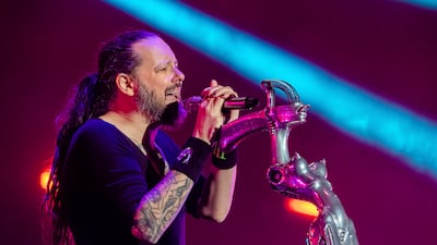 Jonathan Davis of Korn performs at Louder Than Life Festival 2021 in Louisville. The band releases a new album on February 4, 2022. Invision / AP