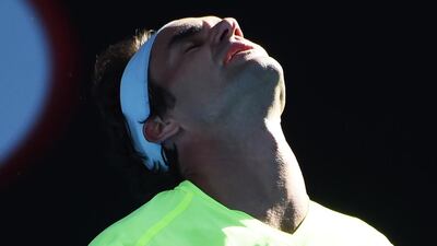Roger Federer reacts after losing to Andreas Seppi on Day 5 of the Australian Openlast month. He returns to action on Monday in Dubai. Mal Fairclough / AFP