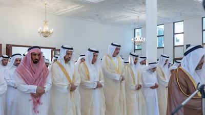 Sheikh Saud bin Saqr Al Qasimi, Ruler of Ras Al Khaimah, attends Eid Al Adha prayers at Sheikh Saqr bin Mohammed Al Qasimi Mosque in RAK. Photo: Wam