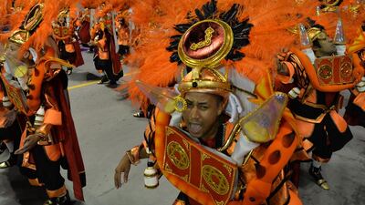 Revellers of the Perola Negra samba school. Nelson Almeida / AFP Photo