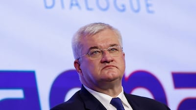 Ukrainian Foreign Minister Andrii Sybiha at the Raisina Dialogue in New Delhi, India, on March 18. Reuters