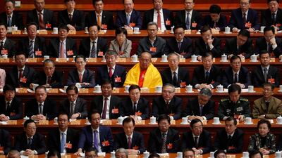 Delegates attend the closing of the Second Session of the 13th Chinese People's Political Consultative Conference National Committee at the Great Hall of the People in Beijing, China. EPA
