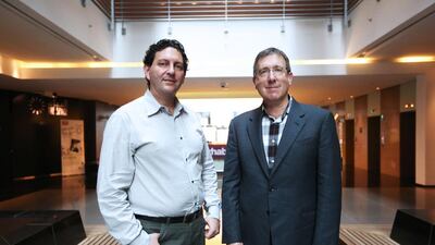 Merrick Furst, right, and Matt Channott, two professors at Georgia Institute of Technology. Fatima Al Marzooqi / The National