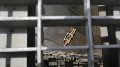 An empty boat is seen in a dry chamber of the Miraflores locks during its periodical maintenance at the Panama Canal. Carlos Jasso / Reuters