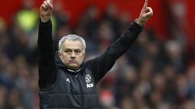 Manchester United manager Jose Mourinho reacts during his club's match against Chelsea on April 16, 2017. Carl Recine / Reuters