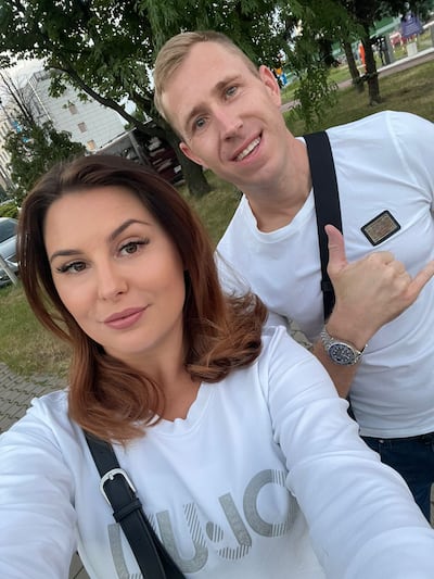 Ken Mack and his wife Victoria who found the snake on a Dubai beach. Photo: Ken Mack