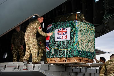 Humanitarian aid for Gaza loaded onto an RAF aircraft earlier this year. Reuters