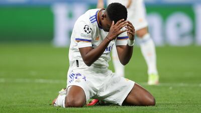 Rodrygo of Real Madrid is dejected during the game. Getty