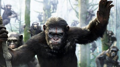 Andy Serkis as Caesar in a scene from the film Dawn of the Planet of the Apes. Courtesy Twentieth Century Fox