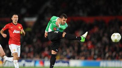 Cluj's Luis Alberto scores his side's winner against Manchester United.