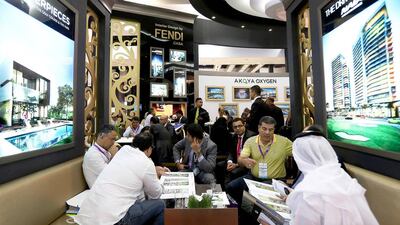 Visitors at the Damac stand at Cityscape Global 2014 held at Dubai World Trade Centre in Dubai. Pawan Singh / The National