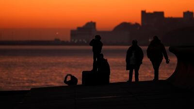 People walking along Samphire Hoe, one of the remote Kent beaches where migrants have landed in the UK. Christopher Furlong / Getty Images