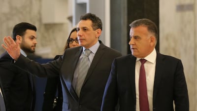 Mr. Zakka walks next to Major General Abbas Ibrahim, right, chief of Lebanese General Security Directorate, on his arrival to the presidential palace. AP Photo