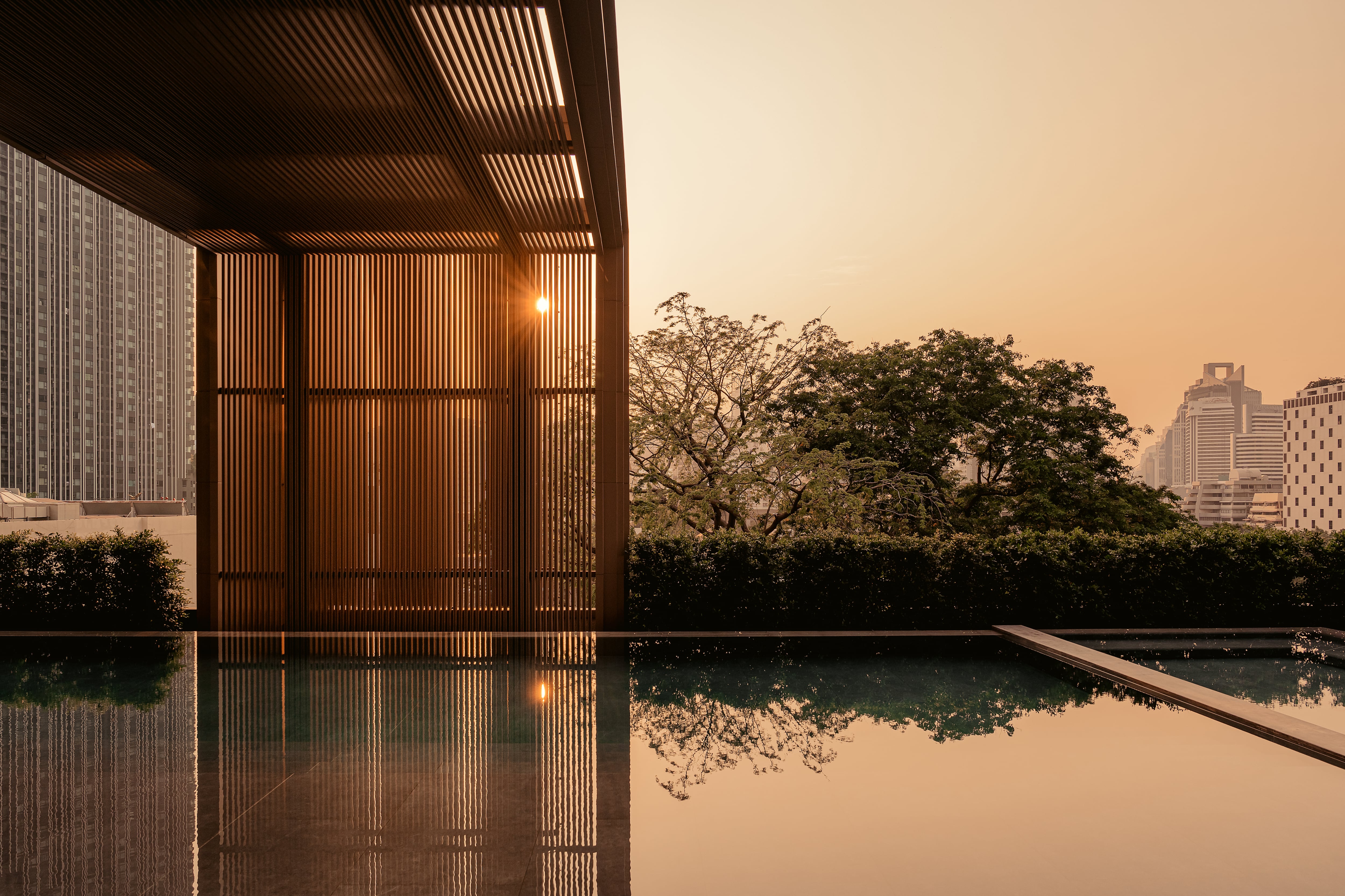 Aman Nai Lert Bangkok has a 25-metre outdoor swimming pool on the 9th floor. Photo: Aman