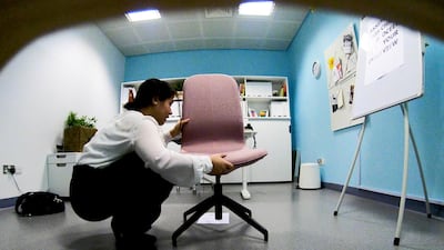 The job was given to a young female interior design student who put the chair together in the fastest time. Courtesy Ikea