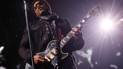 US singer Lenny Kravitz performs on stage at the iTunes festival at Camden Roundhouse in north London, on September 26, 2014. Joel Ryan / AP