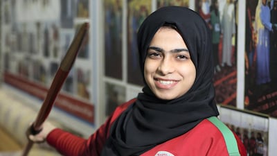 Jawahir Ibrahim and her javelin. Chris Whiteoak / The National