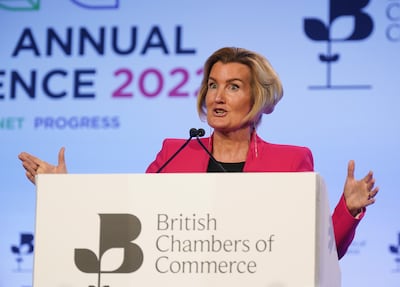 Shevaun Haviland, director general of the BCC, speaking at its annual global conference at the QEII centre in London last year. PA