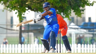 UAE's Akshdeep Nath made 99 against the Netherlands in the Cricket World Cup League Two. Photo: ICC/ECB