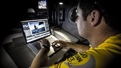 Abu Dhabi Ocean Racing's on-board reporter Matt Knighton. Ian Roman / Abu Dhabi Ocean Racing