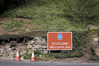 A 'Scotland Welcomes You' sign at the Scottish end of Coldstream Bridge. Stuart Boulton for The National