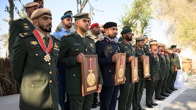 Symbols of service to the nation during the Armed Forces unification ceremony at Abu Mreikhah