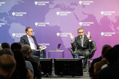 Rafael Grossi, right, the head of the International Atomic Energy Agency, at Chatham House in London. Photo: Carmen Valentino and Chatham House