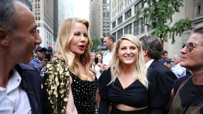 Meghan Trainor and Jennifer Coolidge at New York Fashion Week on September 7, 2019. AFP