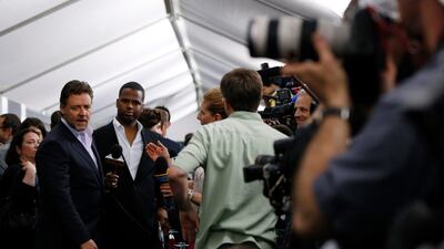 Russell Crowe, who portrays Superman's father Jor-El, arrives for the world premiere of Man of Steel. Lucas Jackson / Reuters