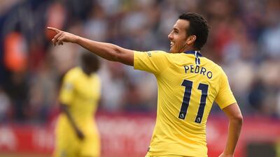 Chelsea's Pedro celebrates scoring the team's third goal. AFP