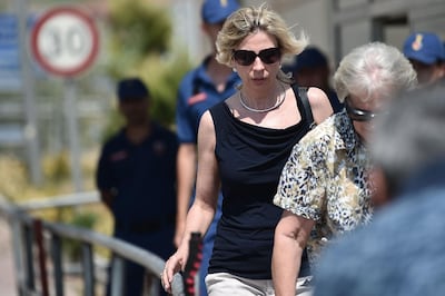 Norine Brunson as she leaves the court house after a trial session of her husband in Aliaga, north of Izmir, on July 18, 2018. AFP