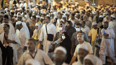 Tens of thousands of Muslim pilgrims leave Mecca’s Grand Mosque after evening prayer. Starting in October the Saudi holy city will be awash with pilgrims from around the world for this year’s Haj. Fayez Nureldine / AFP