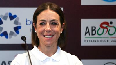 Marta Bastianelli during the pre-race press conference of the inaugural UAE Tour Women on February 8, 2023. Victor Besa / The National