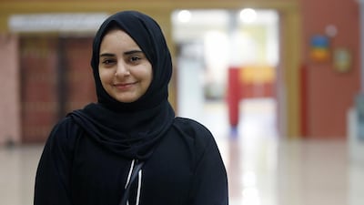 Rawan Ismat, of Al Shola School in Sharjah, who scored first in the general stream, before getting her Sheikha Fatima bint Mubarak Mother of the Nation award in Abu Dhabi. Ravindranath K / The National