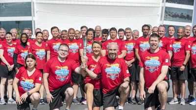 The torch run visits the Burj Al Arab in Dubai. Antonie Robertson / The National